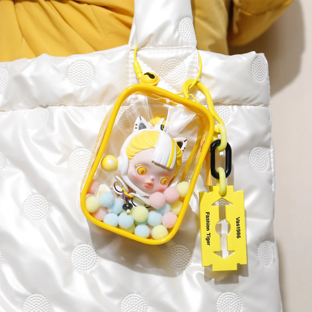 Cute Cartoon Doll Storage Bag 1pcs Mysterious Box Transparent Plush Toy Display Box Cute Bag Pendant Keychain Wallet Gift Bags
