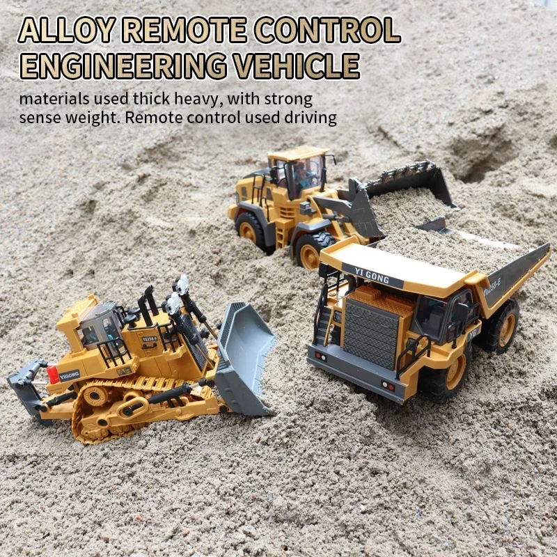 1/20 Remote Control Excavator 11 Channel RC Excavator Truck Toys 2.4Ghz Construction Vehicles with Metal Shovel Rotation for Kid 2