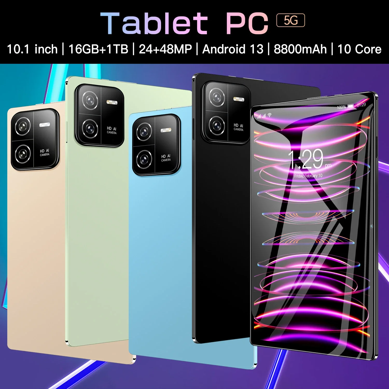 글로벌 버전 태블릿 미 패드 6 프로, 10.1 인치 HD 오리지널 태블릿, 5G 와이파이, 안드로이드 PC, 구글 플레이 태블릿 PC 글로벌