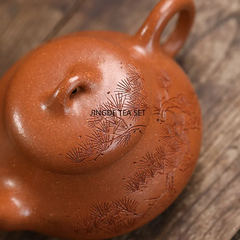 120ml Yixing Yixing Yixing Purple Clay Stone Spoon Teapot Hand Carved Pine Tree Beauty Kung Fu Tea Set