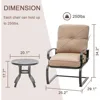 3 Piece Patio Furniture Outdoor Bistro Set Metal Action Lounge Cushioned Chairs and Bistro Round Table Set, Wrought Ir 5