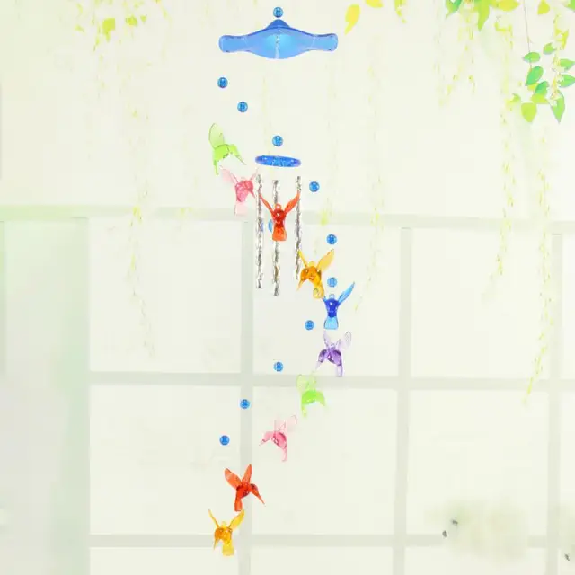 Szerencsés Zümmögő Madárszél Csengő Színes Mobil Műanyag Szélnövények Kolibri Kerti Dísz Otthoni Dekoráció - Image 4