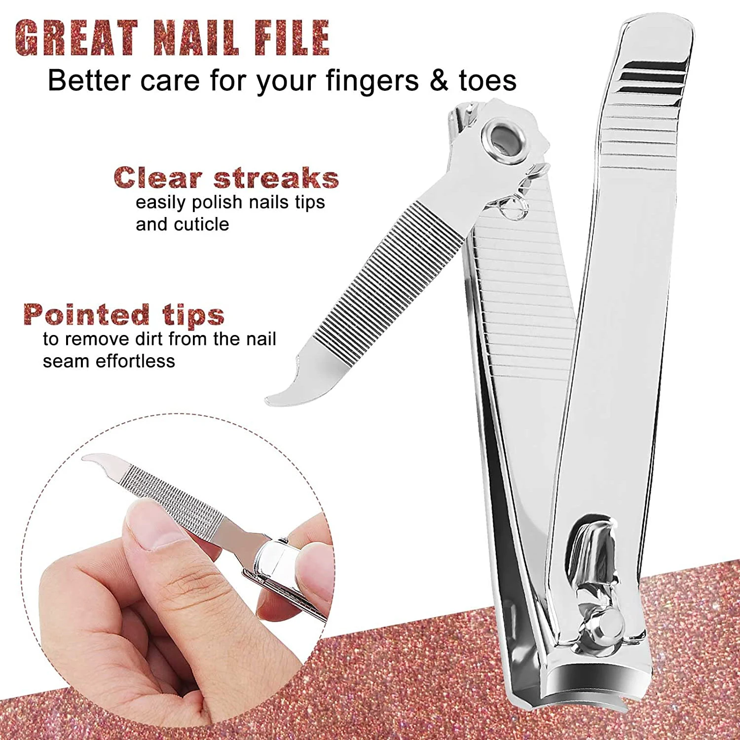 Nail Clipper Premium Stainless Steel Fingernail and Toenail Clipper Cutters Fingernail Clipper Cutters with Nail File
