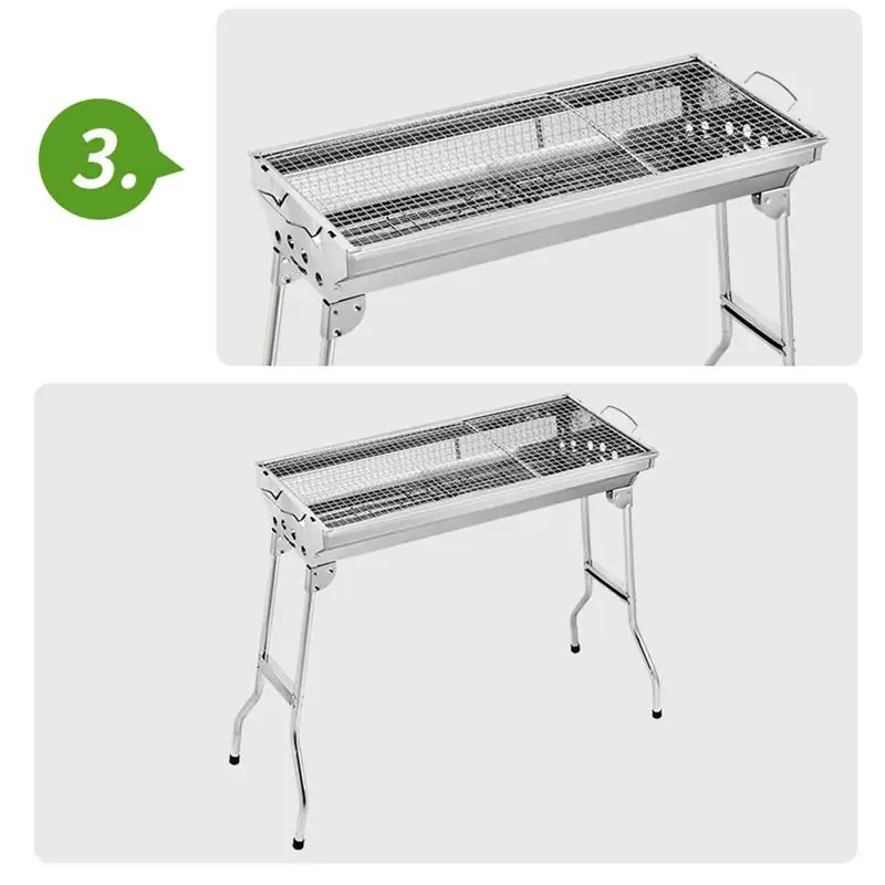 Camping Charcoal Grill Folding Barbecue stove Portable Stainless Steel Large BBQ Grill Picnic Cookware Furnace camping accessory