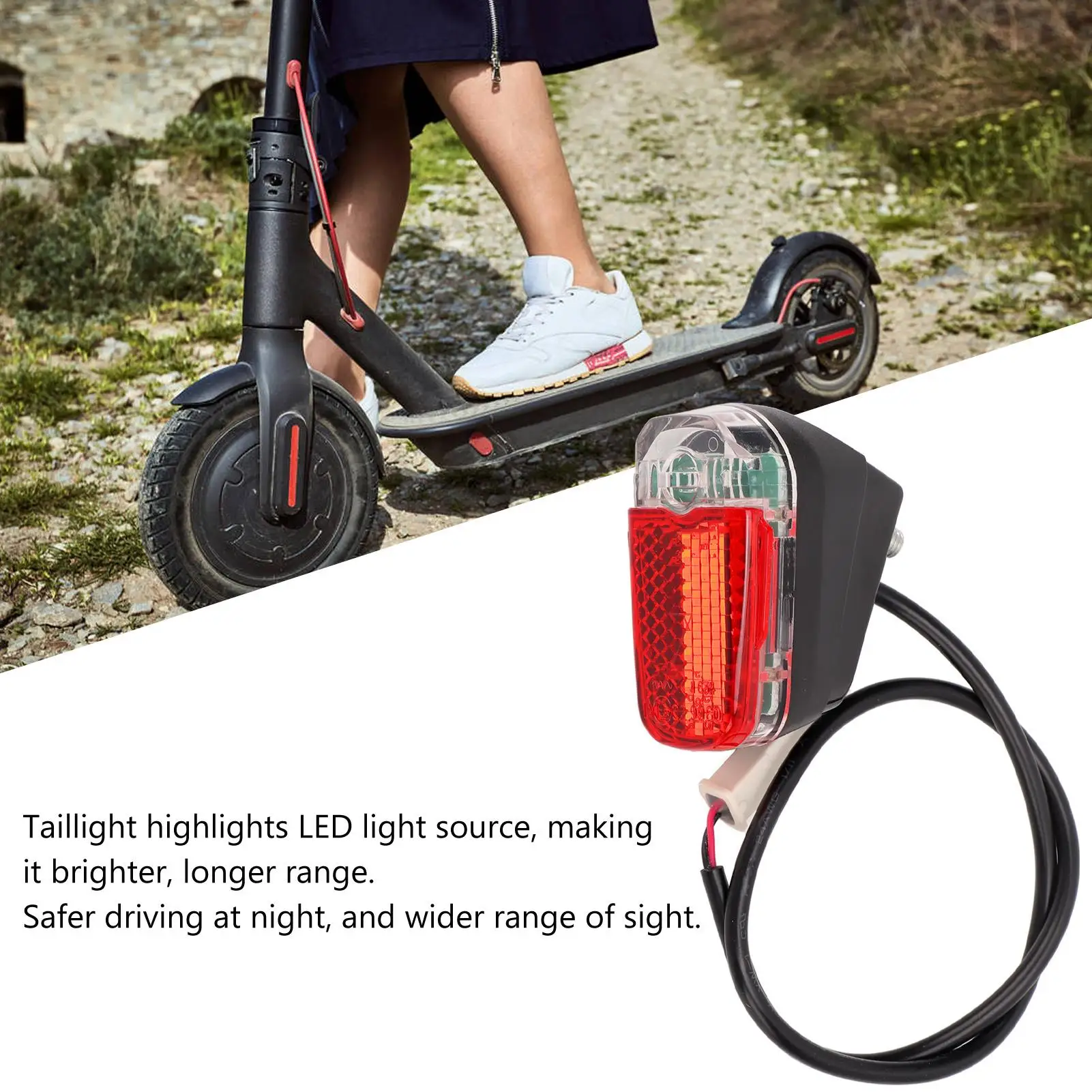 전기 스쿠터 후방 경고 테일 LED 라이트, 반사 패션, Ninebot MAX G30D
