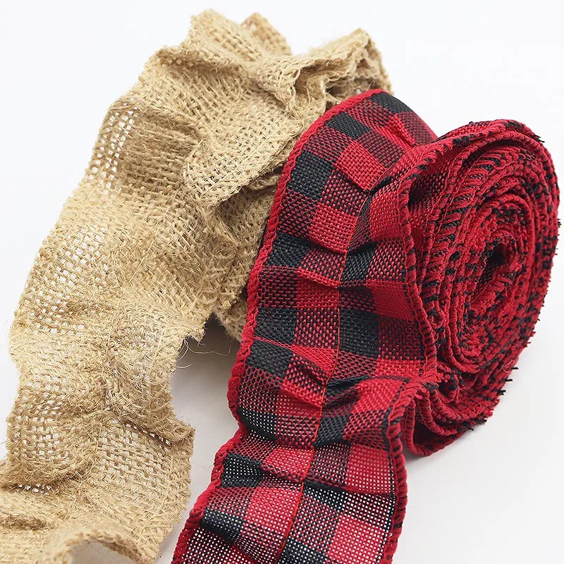 (2 Meters/roll) 5cm Grid Christmas Tree Wreath Lace Decoration Retro Desktop Home Sewing Decorations Handmade DIY