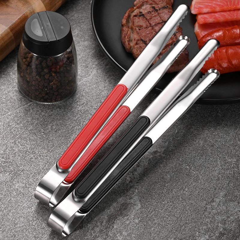 Food Tongs 10 Inch Stainless Steel Barbecue Grill Meat Clip Non-Slip Cooking Salad Steak Clamp Utensils