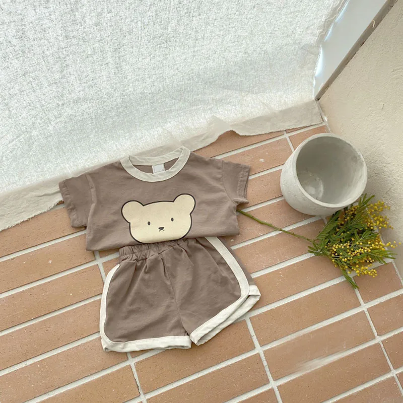 new baby clothing set	 Children's suit boy cartoon bear casual short-sleeved suit summer girl baby clothes cotton cute comfortable T-shirt shorts suit baby clothes penguin set