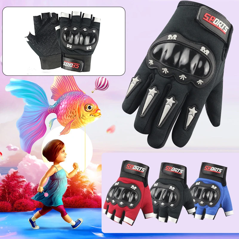 Kid's Half/Full Finger Gloves Slip Rresistant Wear-resistant Racing Off-road Shatterproof Breathable Motorcycle Bicycle Glove 4