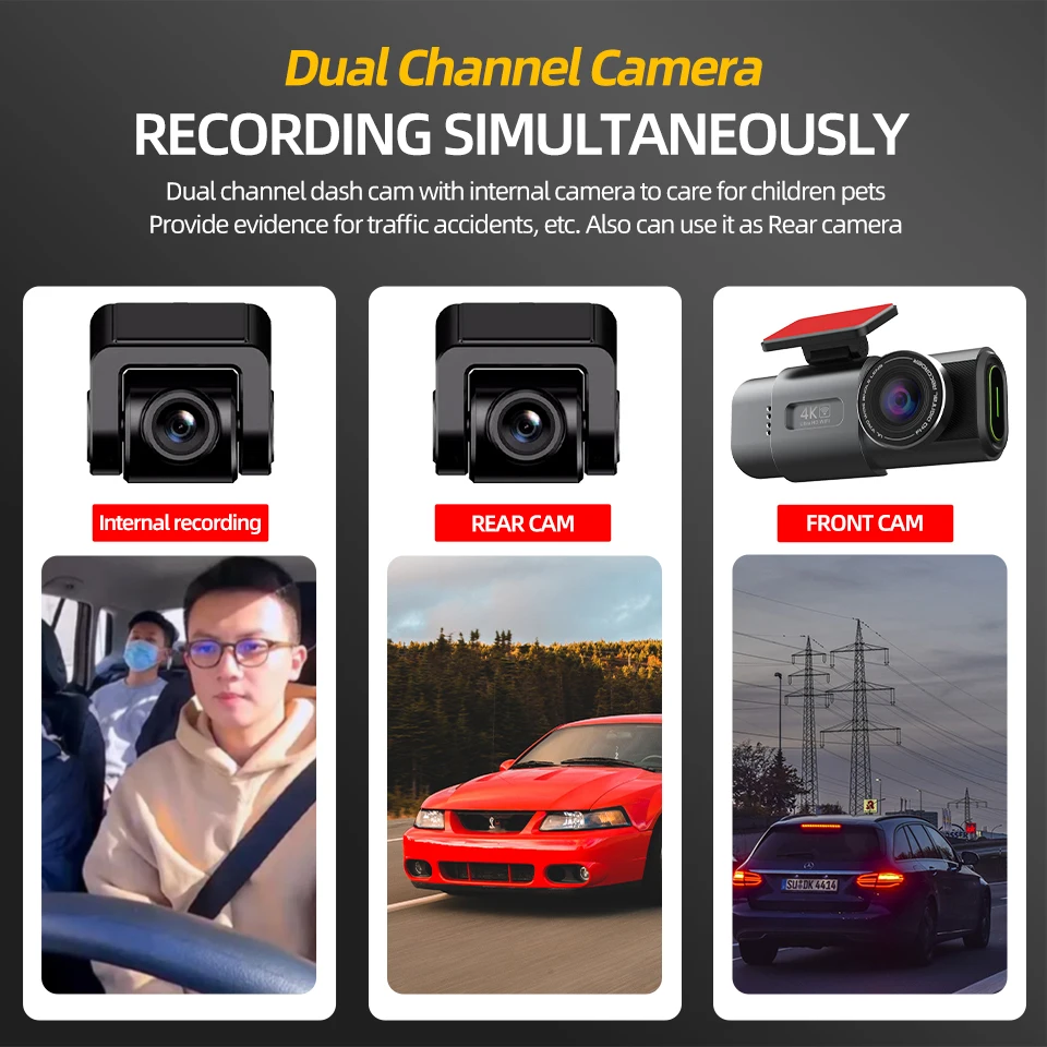4K Dual Lens Dash Cam with GPS & WiFi 3