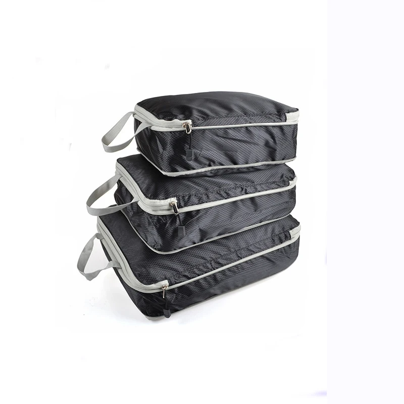 3 Pcs Travel Storage Bag Compressible Packing Cubes Nylon Portable with Handbag Luggage Organizer Foldable Waterproof