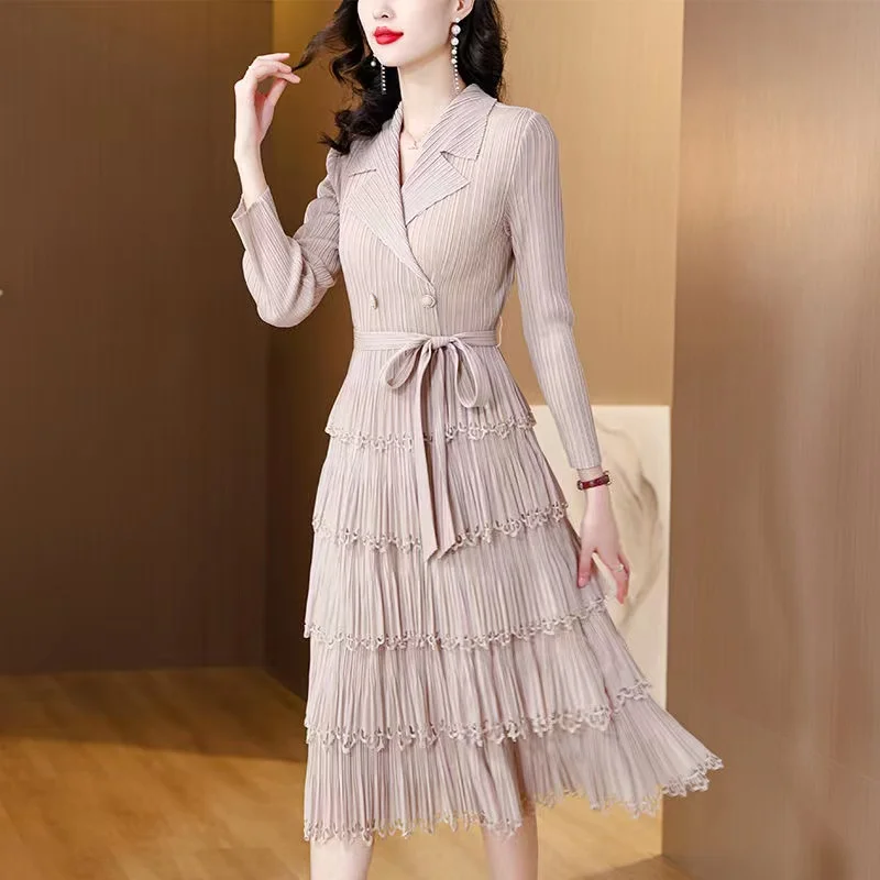 Monarch Luxe Pleated Blazer MIYAKI Dress(pink)