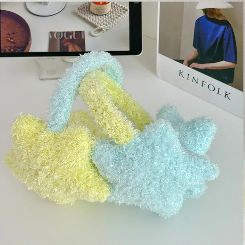 Y2K Star Plush Earmuffs Outdoor Cycling Ear Protection Colour Blocking Ear Bag Warm Winter Warm Earplugs Y2K Headset Cover