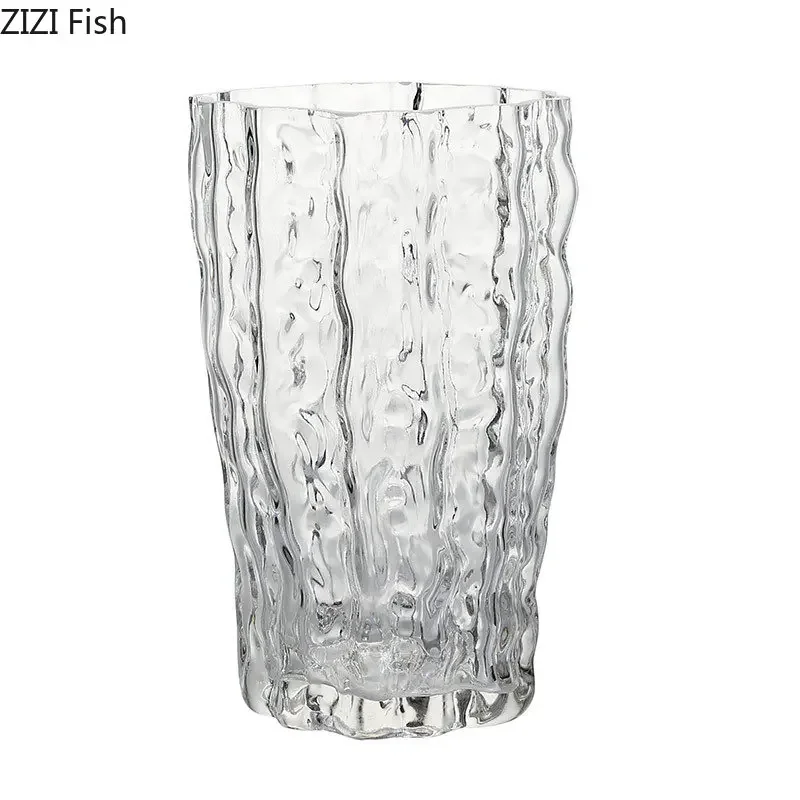 Transparent Glacier Wrinkle Glass Vase Hydroponics Flower Pots Desk Decoration Flowers Arrangement Floral Vase Modern Home Decor 6