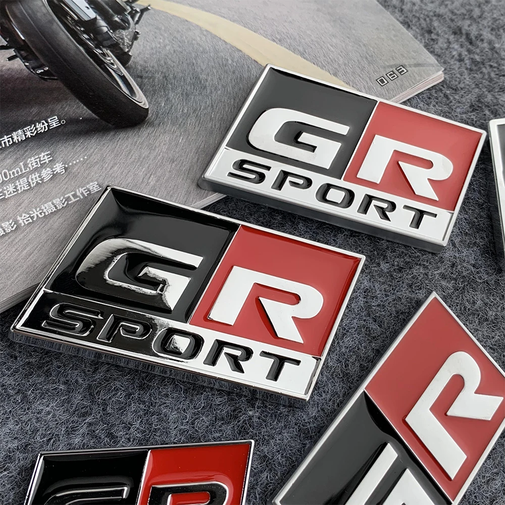 Gazoo Racing GR SPORTS 3D Zinc Alloy Badge Car Styling Adhensive Metal Decal Auto Door Decoration For TOYOTA Rav4 Vios etc