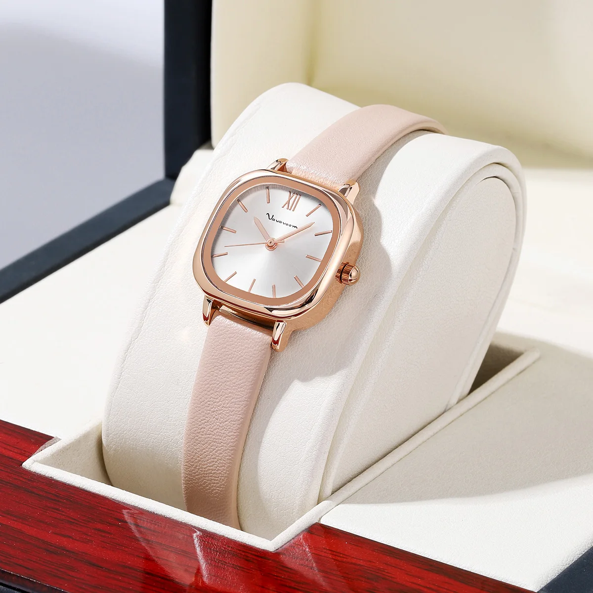 Women Quartz Watch Fashionable Square Leather Casual Minimalist Style Rose Gold Watch 1PC Top brand Girls for Watch Dropshipper