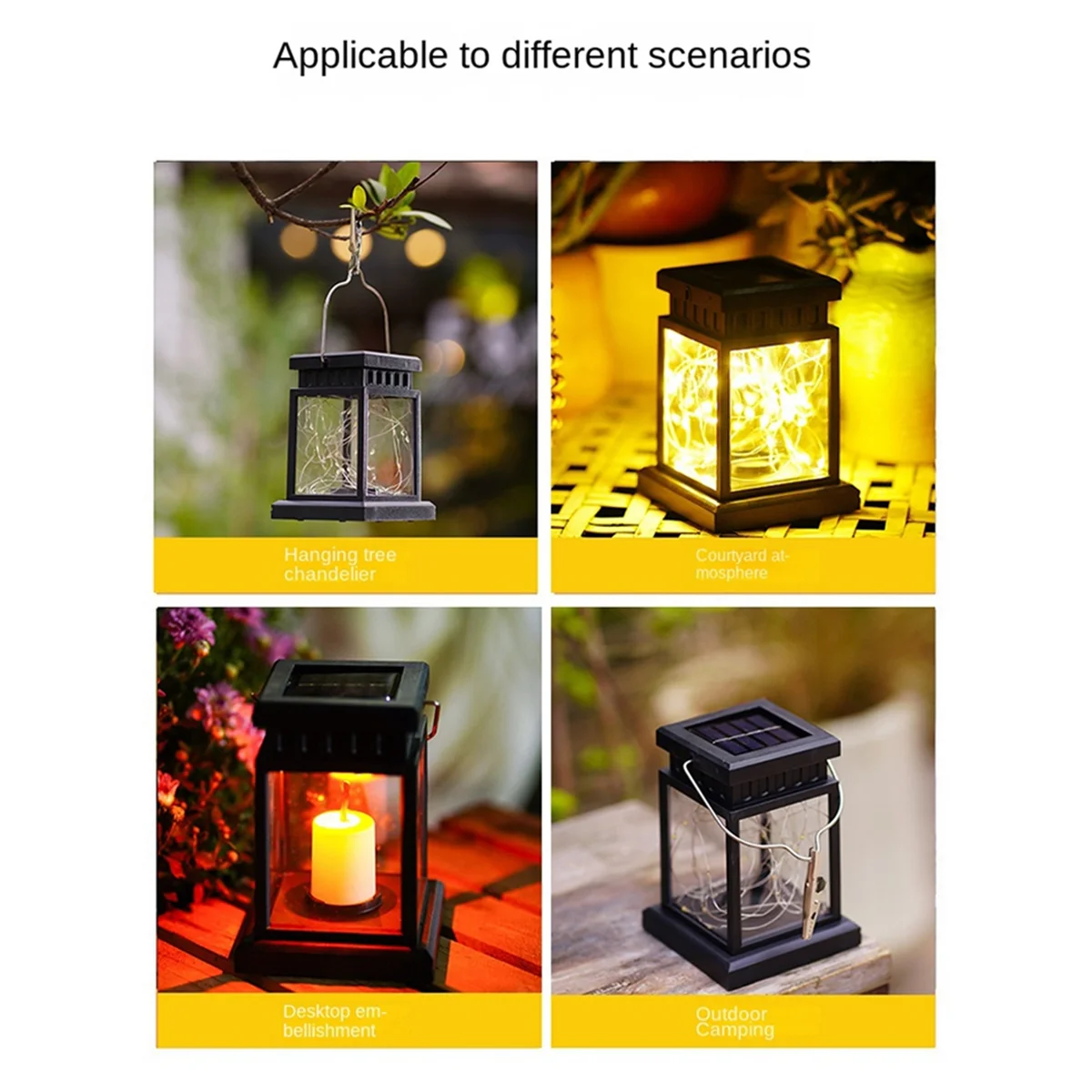 BAAU Solar Hanging Lantern Outdoor, Candle Effect Light, Garden Light Night Light Waterproof Pendant B