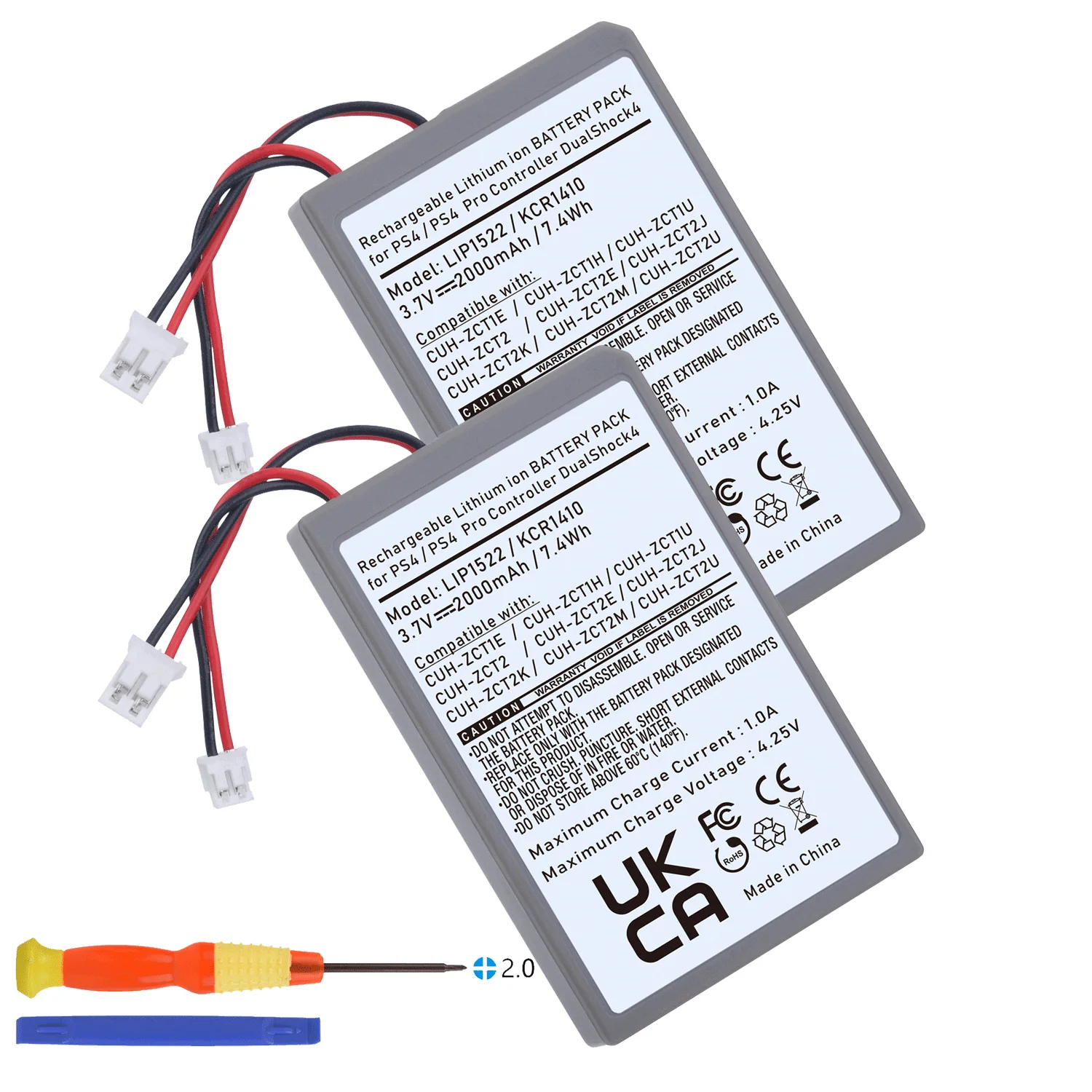 Batteria Controller 2000Mah Lip1522 Ps4/Ps4Pro Per Sony Dualshock 4 Cuh-Zct1E Cuh-Zct1H Cuh-Zct1U Cuh-Zct2 Cuh-Zct2U Wireless