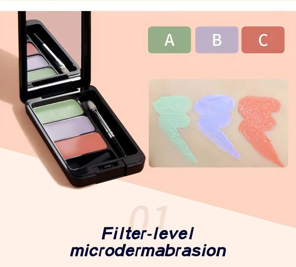 Natural contouring three-color concealer for facial acne marks spots tear grooves concealing brightening