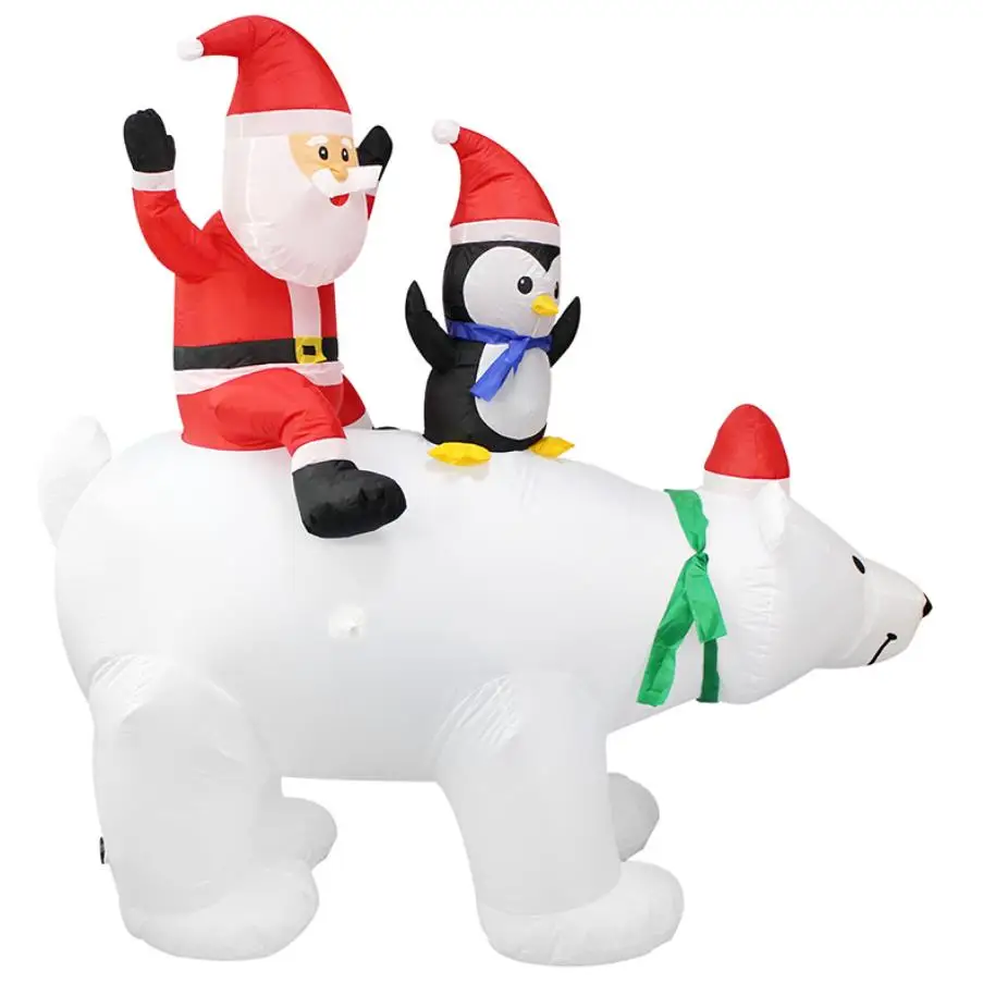 

Lighted Inflatable Polar Bear Christmas Outdoor Decoration Clearance 7ft Blow Up Santa Penguin Built-in LED Lights