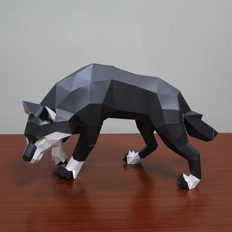 Wolf King Coyote Creative DIY three-dimensional paper sculpture model handmade origami decorative paper art tide play ornaments