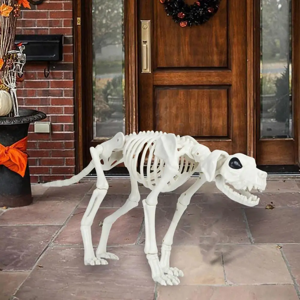 Halloween Skeleton Dog Skeleton Animal Plastic Puppy with Posable Joints Halloween Party Favors Decor for Yard Garden Lawn Patio 5