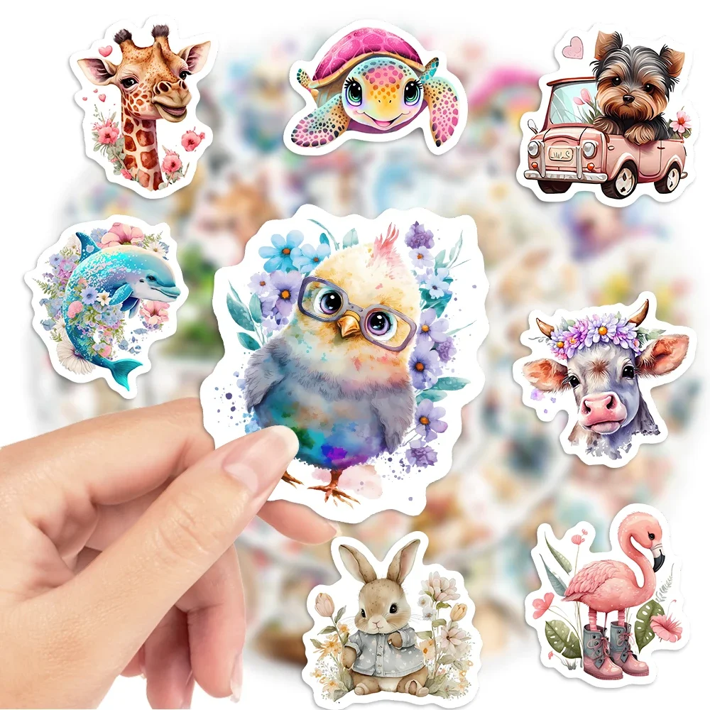 Kawaii Watercolor Aesthetic Stickers Animal Cute DIY Toy Gift Graffiti Decal For Phone Luggage Laptop Scrapbook Waterproof cartoon stickers,decorative stickers,self adhesive stickers,custom stickers,paper stickers,adhesive stickers,decorative labels stickers,animal stickers,cartoon sticker,custom design stickers