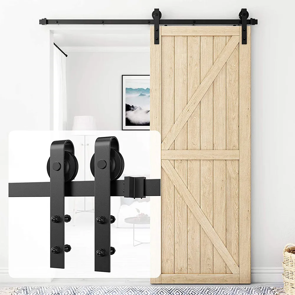 6/6.6ft Sliding Barn Door Hardware Kit Mechanism Antique Upgraded Version Carbon Steel Fit 45"-48" Panel Interior Doors