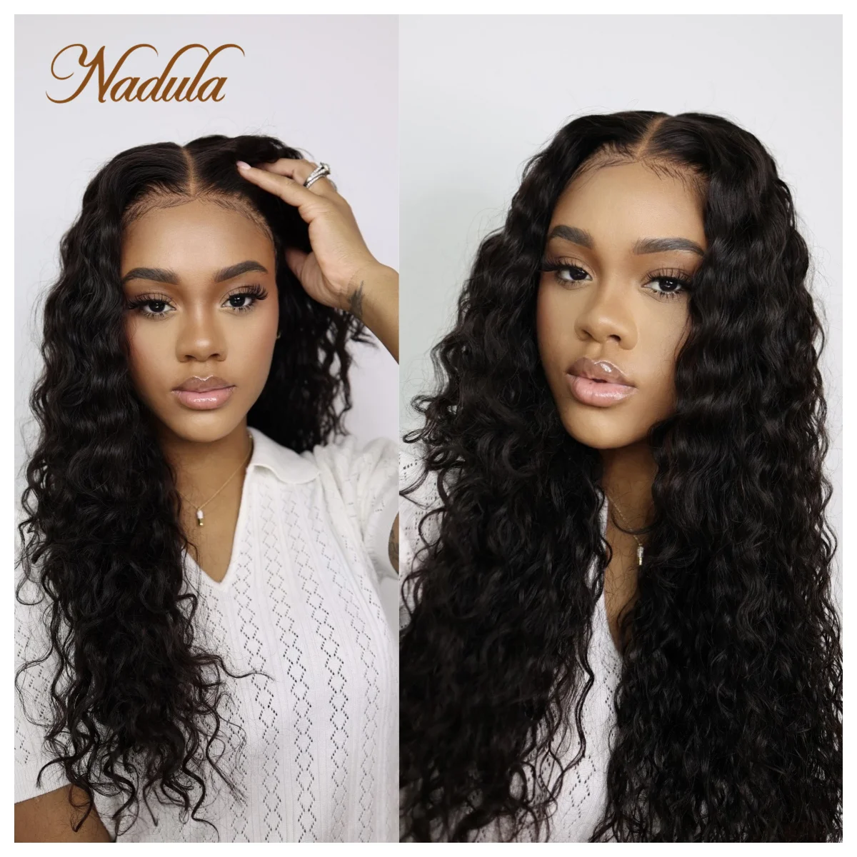 Nadula Hair 7x5 Pre Cut Lace Closure Glueless Wig Wear & Go Wig With Bleach Knots Water Wave Pre Plucked No Glue Human Hair Wigs