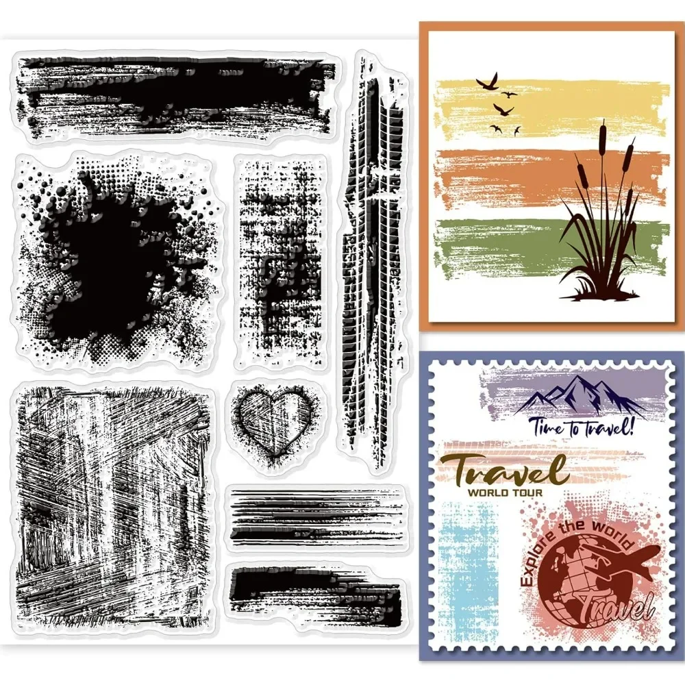 Stain Background Clear Stamps DIY Scrapbooking Brushstrokes Graffiti Splash Silicone Clear Stamp Seals Cards Making 1pc