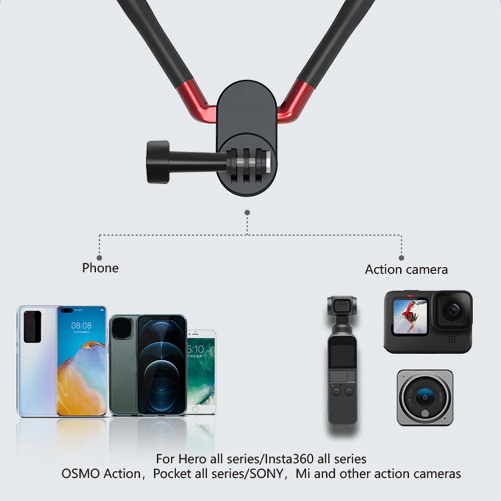 U-shaped Neck Mount For Sports Cameras Phone Multi-Angles Adjustables Camera Holder For Hiking Climbing