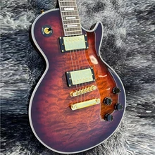 

High quality electric guitar, exquisite tiger pattern surface, made of mahogany solid wood, professional performance level.