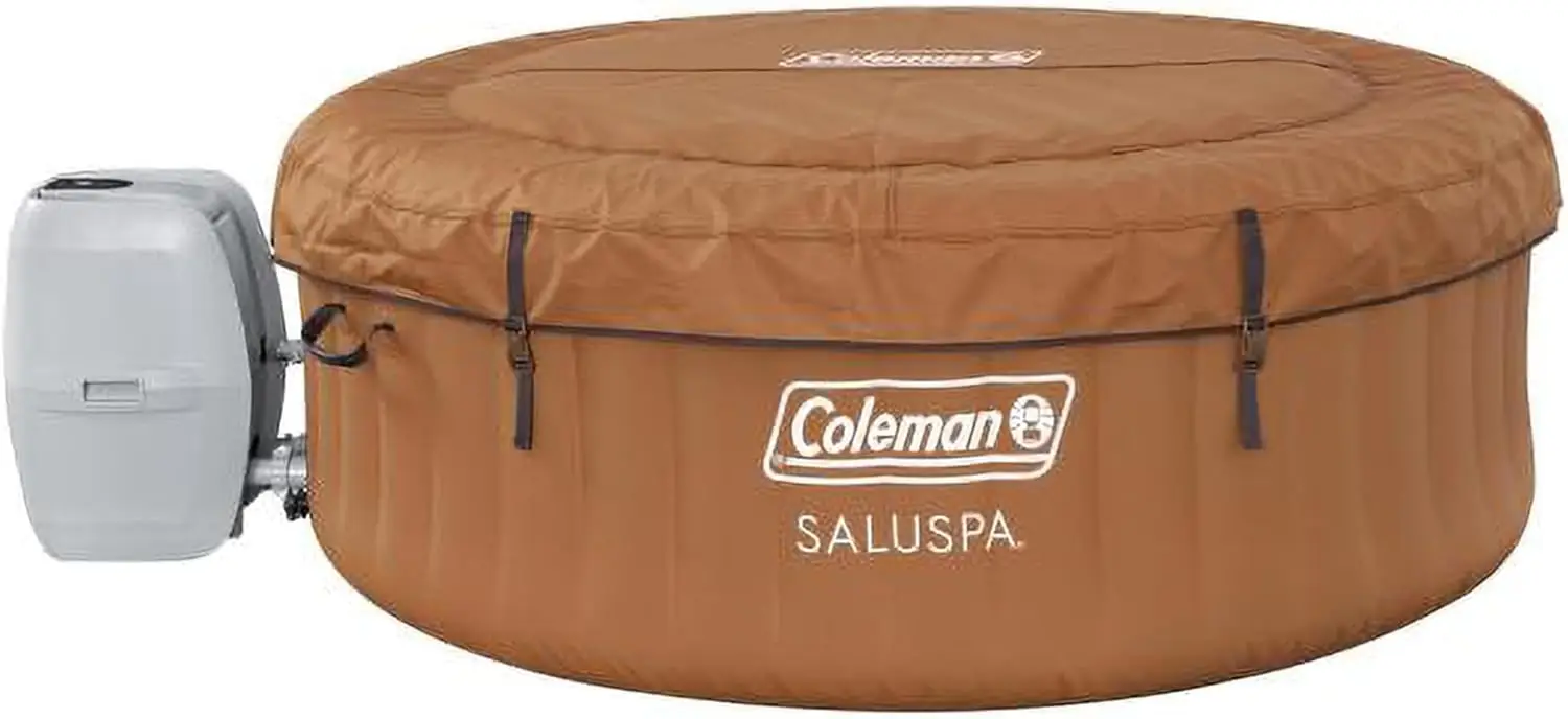 SaluSpa Ponderosa AirJet 2 to 4 Person Inflatable Hot Tub Round Portable Outdoor Spa with 120 Soothing Jets with Cover Orange