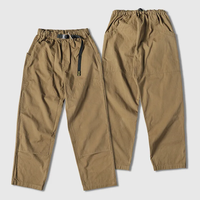 Climbing Pants 280g Oxford Spun Pure Cotton Canvas Encrypted Pearl Sail Dual Keens Men Outdoor Trekking Camping Casual Trousers