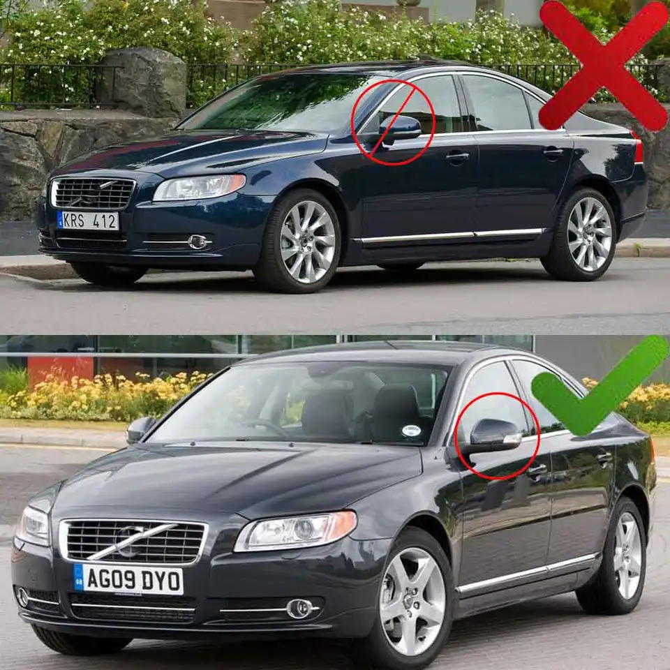 Tapas De Espejo Retrovisor Para Volvo - Estilo Carbono Negro Brillante | Para S40, C30, S80, V50, V70, V40 (2007-2019)