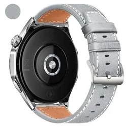 22mm Soft Leather Sport Smartwatch Band Strap for 22mm (Grey)