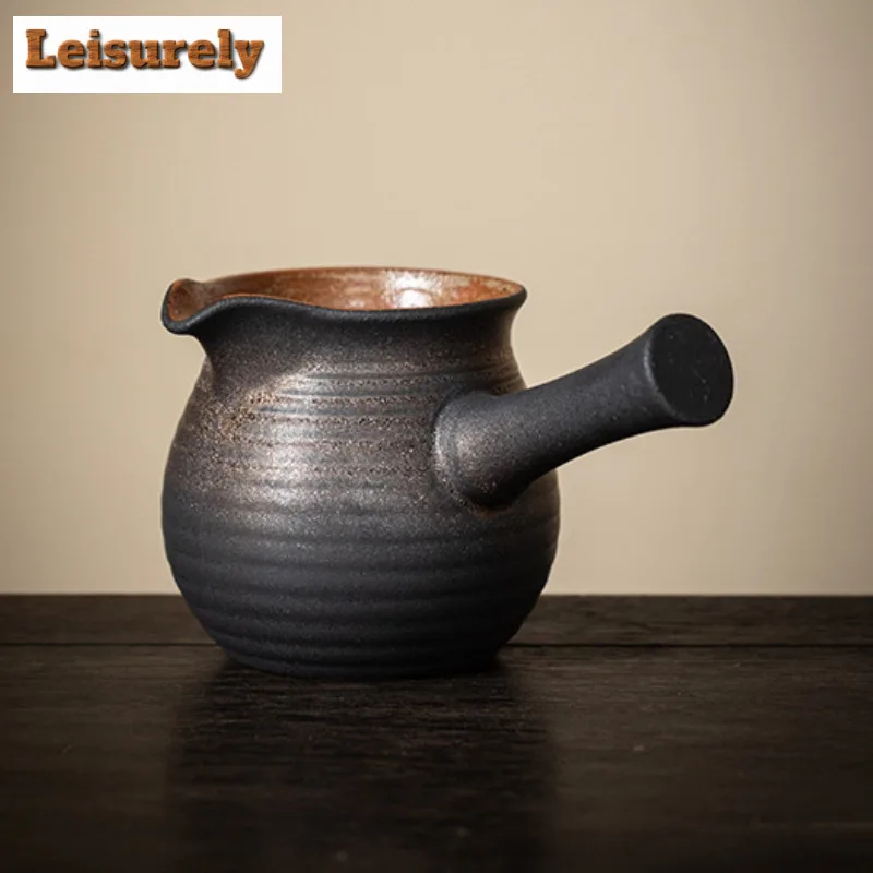 Japanese Style Gilt Iron Glaze Side Handle Teapot Milky Tea Making Filtration Pot Warmer Tea Stove Infuser Kettle Kung Fu Teaset