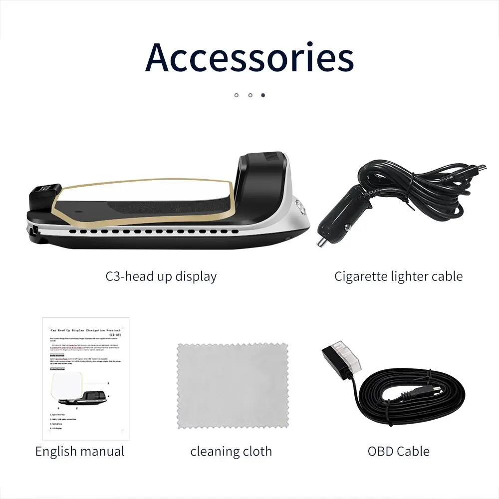 HUD Car C3 OBD GPS Heap up Display HD Smart Navigation Projector for Windshield Obd2 Tachometer On-board Computer Safety Alarm 6