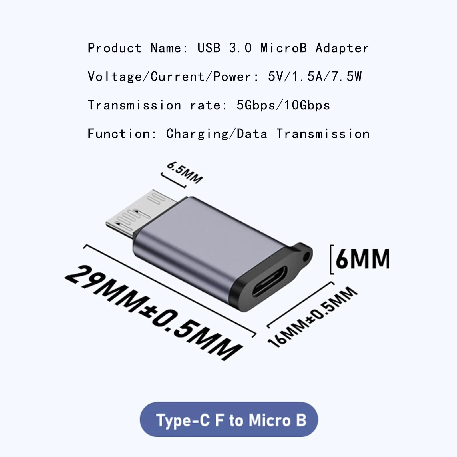 2개 USB 3.0 마이크로 B(수) - 타입 C(암) 어댑터 - 외장 하드 드라이브, SSD, 카메라용 10Gbps 변환기