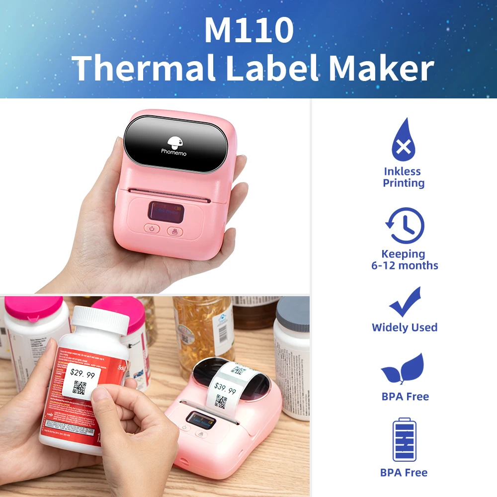  Phomemo M110 Label Makers, Portable Printer for Small