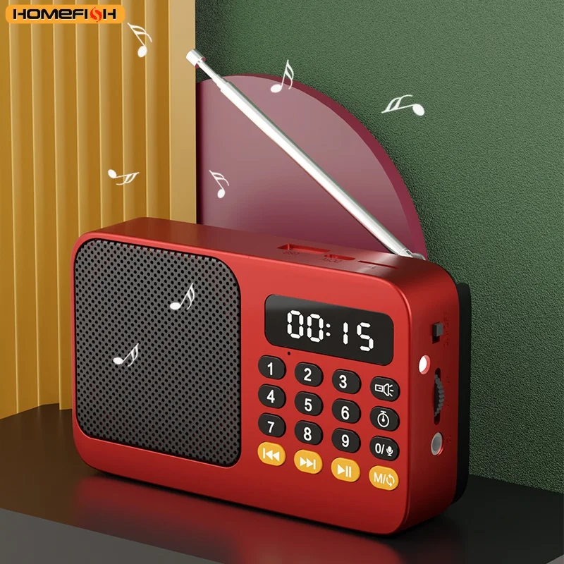 Handheld Rechargeable Digital FM USB TF MP3 Player Portable Radio Music Player Speaker Devices Supplies With LED Display