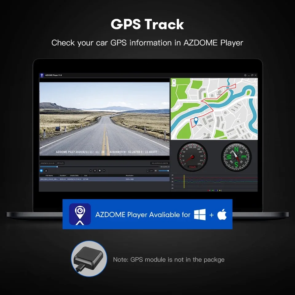 AZDOME PG17  DVR ̷  GPS, 2K  ķ, 11.8 ġ ġ ũ, ̷  ķ, ̵  Ʈ,  ߰ ð