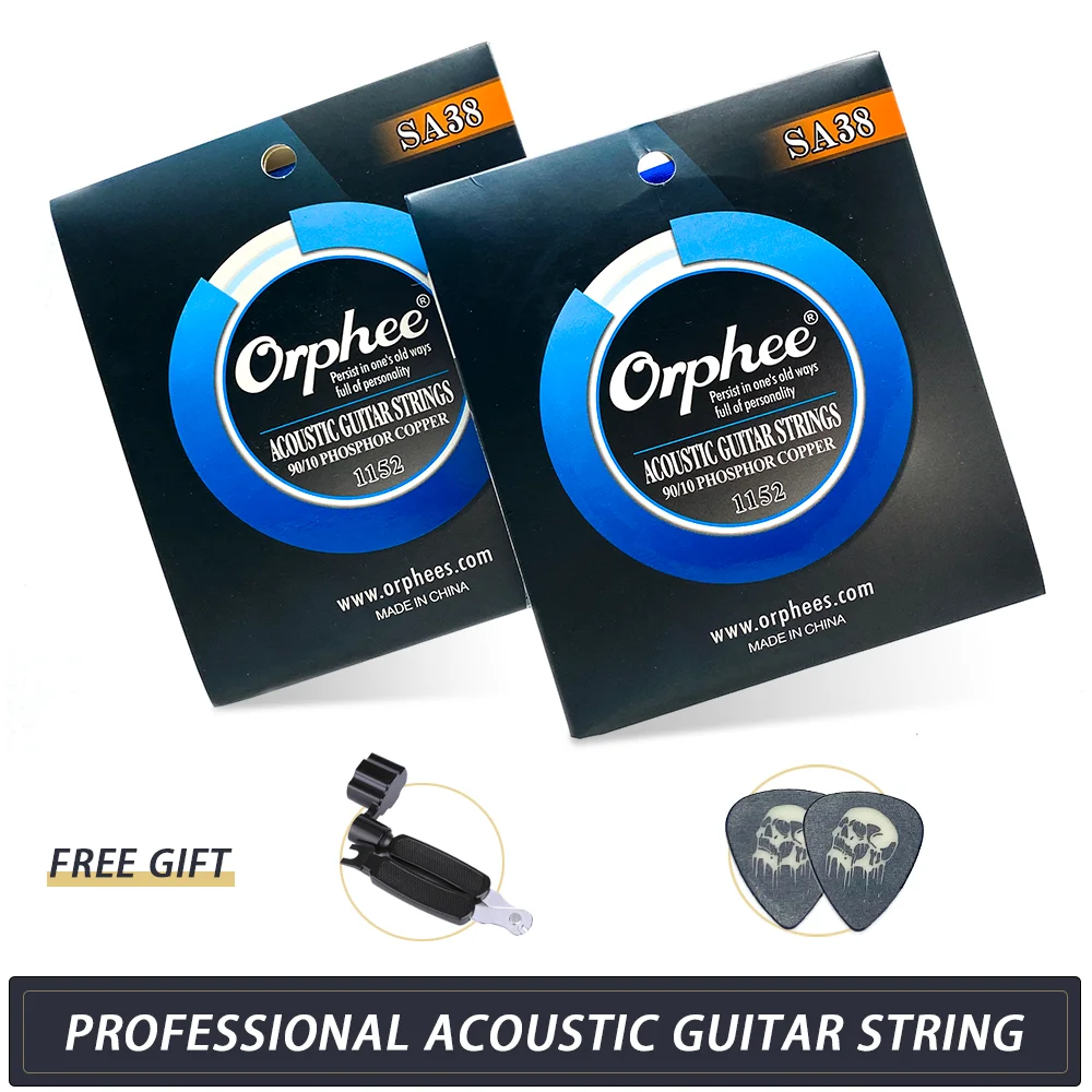 

1set 6psc Professional Acoustic Guitar Strings Medium Light Extra Light 90/10 Phosphor Copper Nanoweb Coating Guitar Accessories