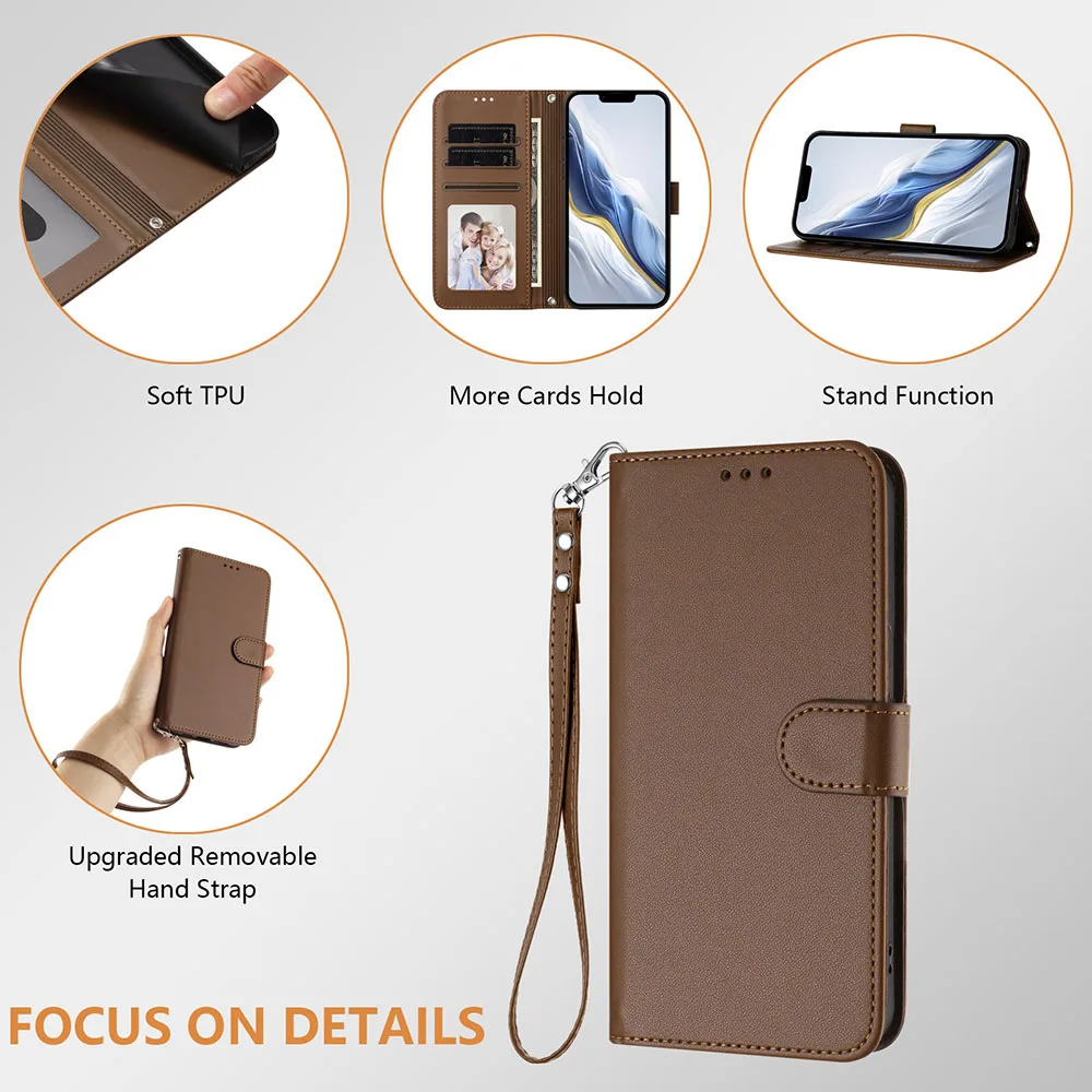 Sleek Solid Color Leather Flip Wallet Phone Case
