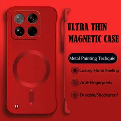 Luxury MagSafe Wireless Charging Phone Case with Magnetic Bumper and Hard PC Protective Cover for Poco F6 (Red)
