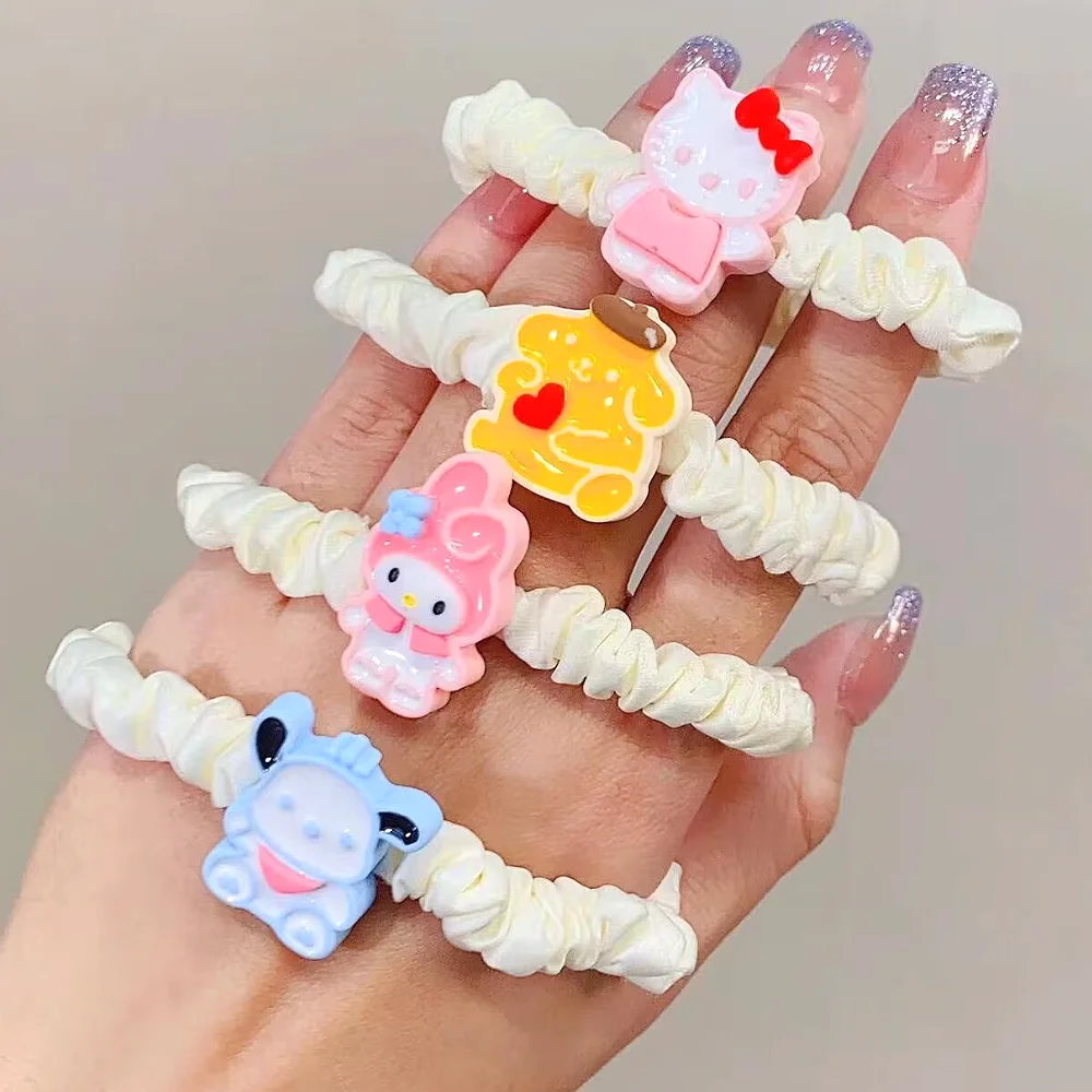 

2Pcs Kawaii Sanrio Hello Kitty Hair Bands Cinnamoroll Anime Girls Headband Hair Ropes Ties Hair Accessories Ponytail Holder