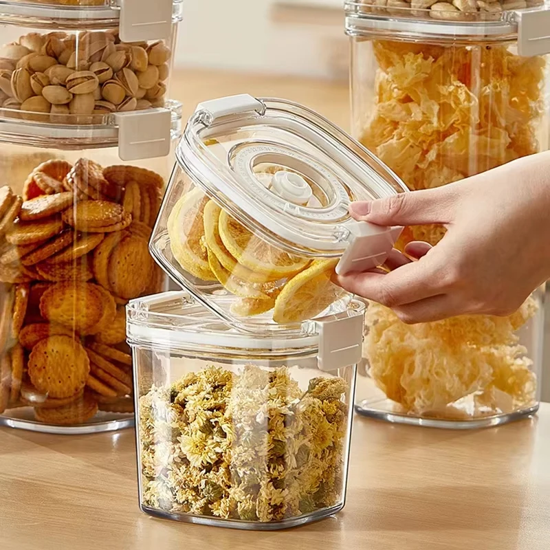 Vacuum Sealed Tank Electric Coffee Plastic Vacuum Container Kitchen Food Grains Candy Storage Box Fresh-keeping Tea Canister