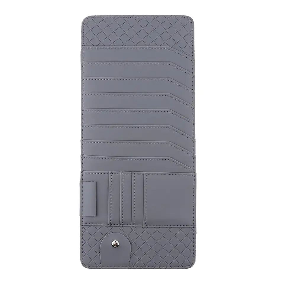 Organizer Per Parasole Auto In Pelle Con Cerniera - Porta Occhiali E Portaoggetti Multitasca Per Interni Auto, Universale, 31x14,5 Cm