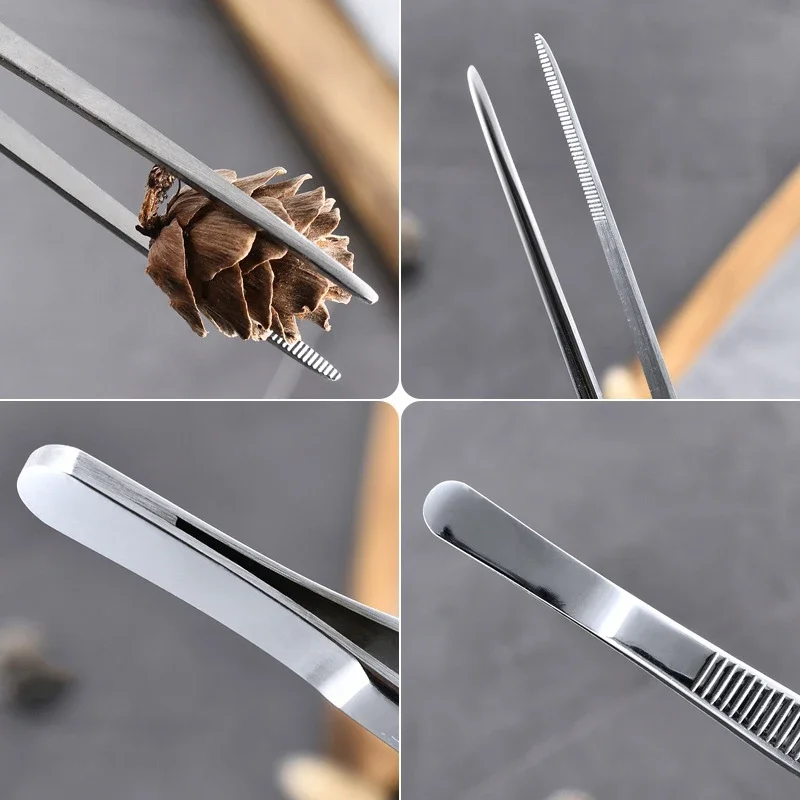 Food Tongs 3 Sizes Kitchen Tweezer BBQ Food Tweezer Clip Mini Chief Tongs Stainless Steel Portable for Picnic Meat Barbecue Cooking Tool