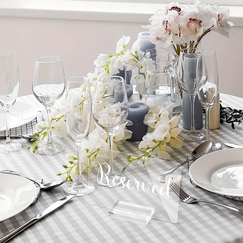 2 Sets Clear Acrylic Reserved Table Signs with Holder Perfect for Weddings Restaurants and Events Decor for Christmas and More